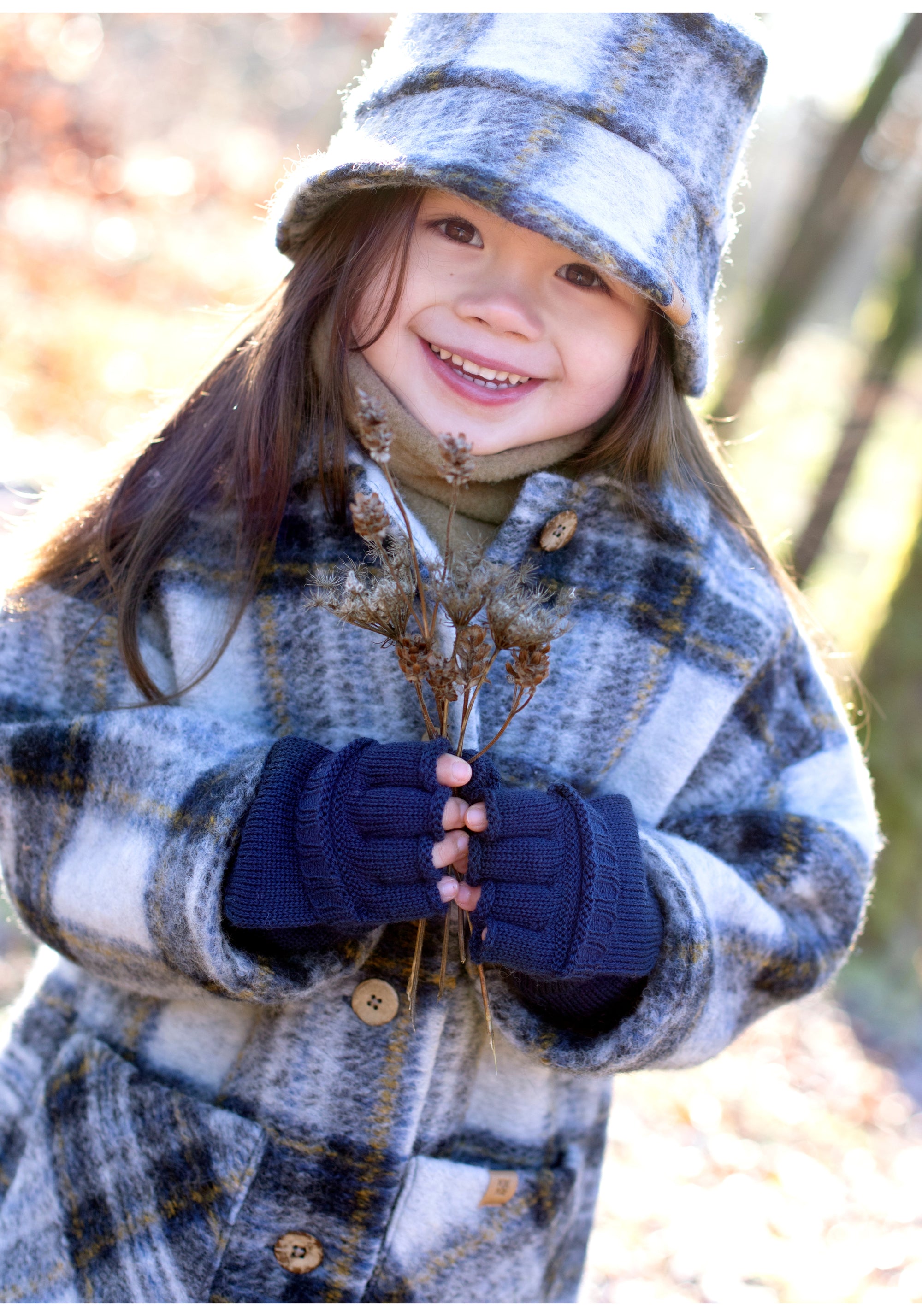 Mănuși cu clapetă lână merinos - Marine