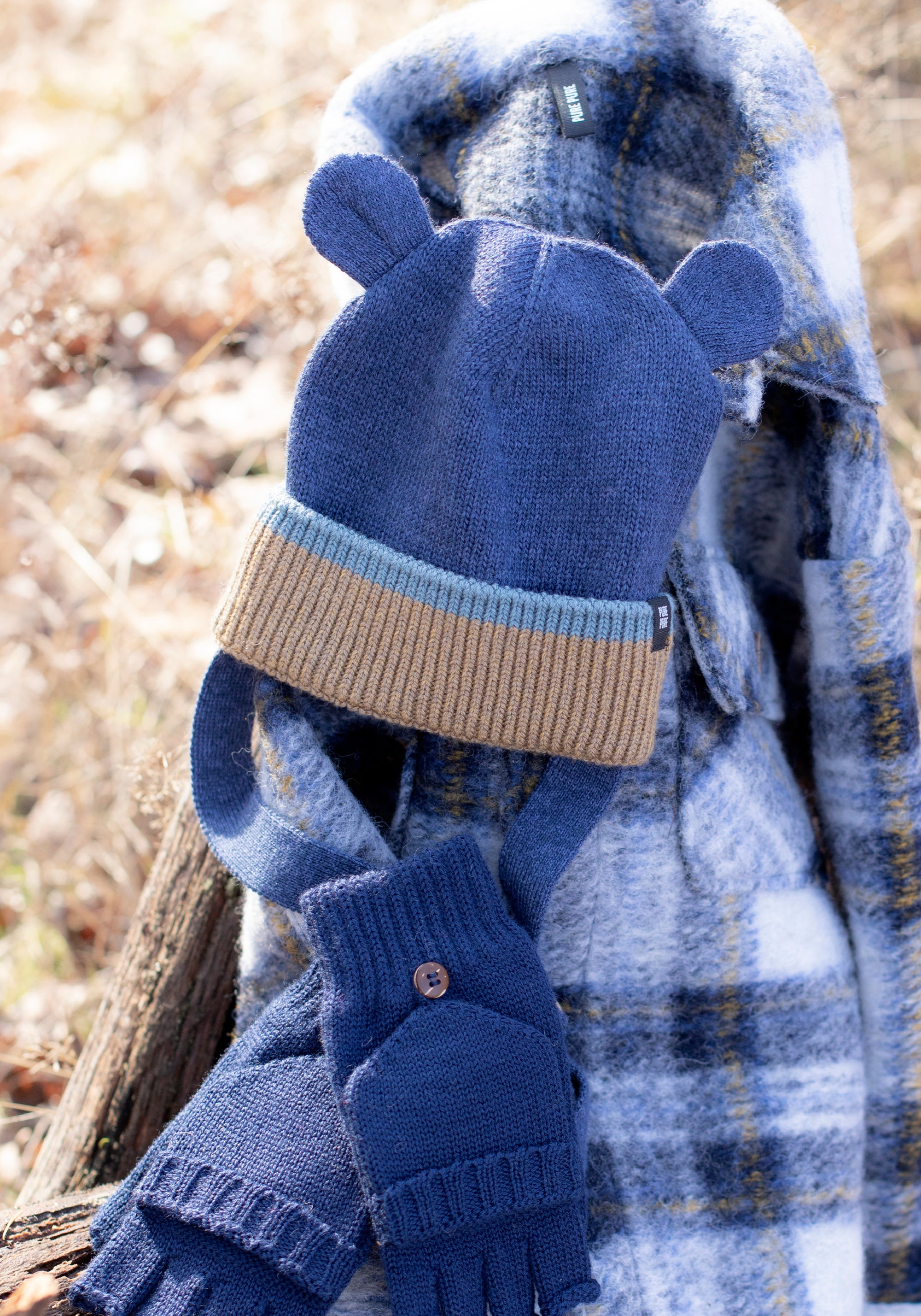 Căciulă dublată din lână merinos, mătase și bumbac - Marine