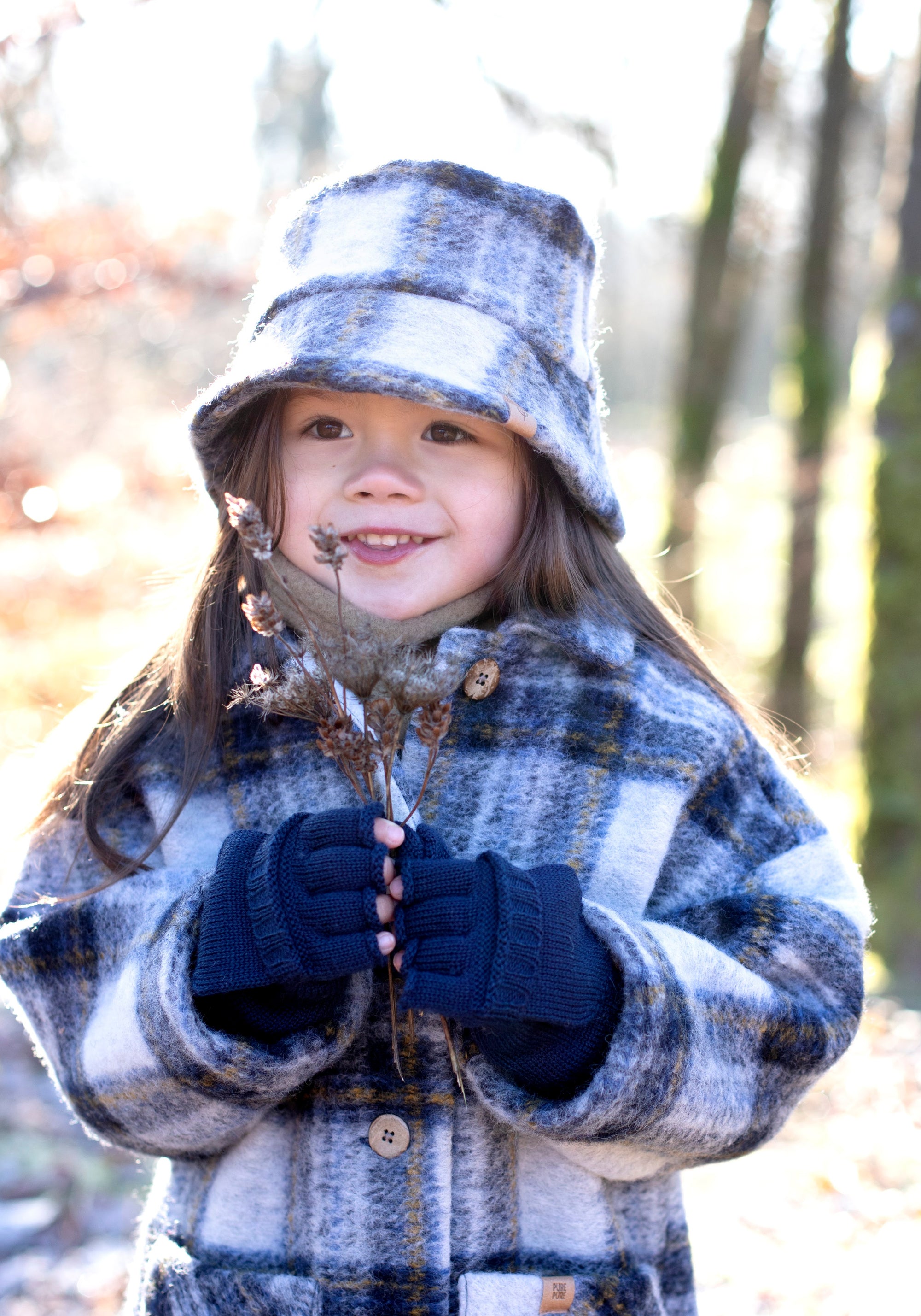 Mănuși cu clapetă lână merinos - Marine