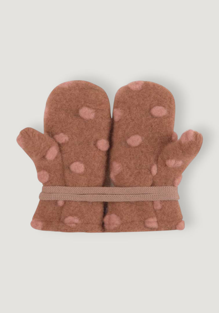 Mănuși din lână fiartă - Hazelnut Dots