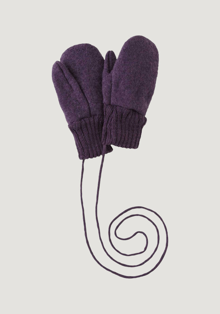 Mănuși din lână merinos fiartă - Aubergine