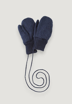 Mănuși din lână merinos fiartă - Indigo