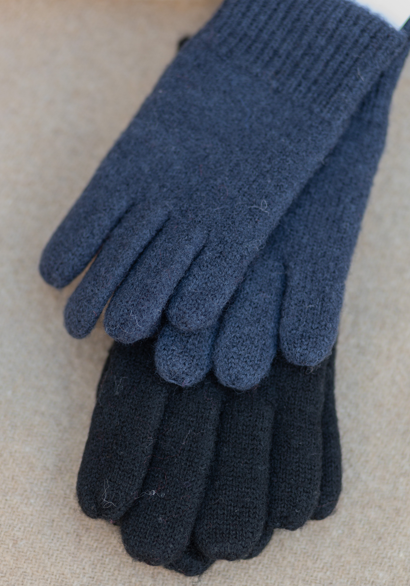 Mănuși din lână merinos fiartă- Navy