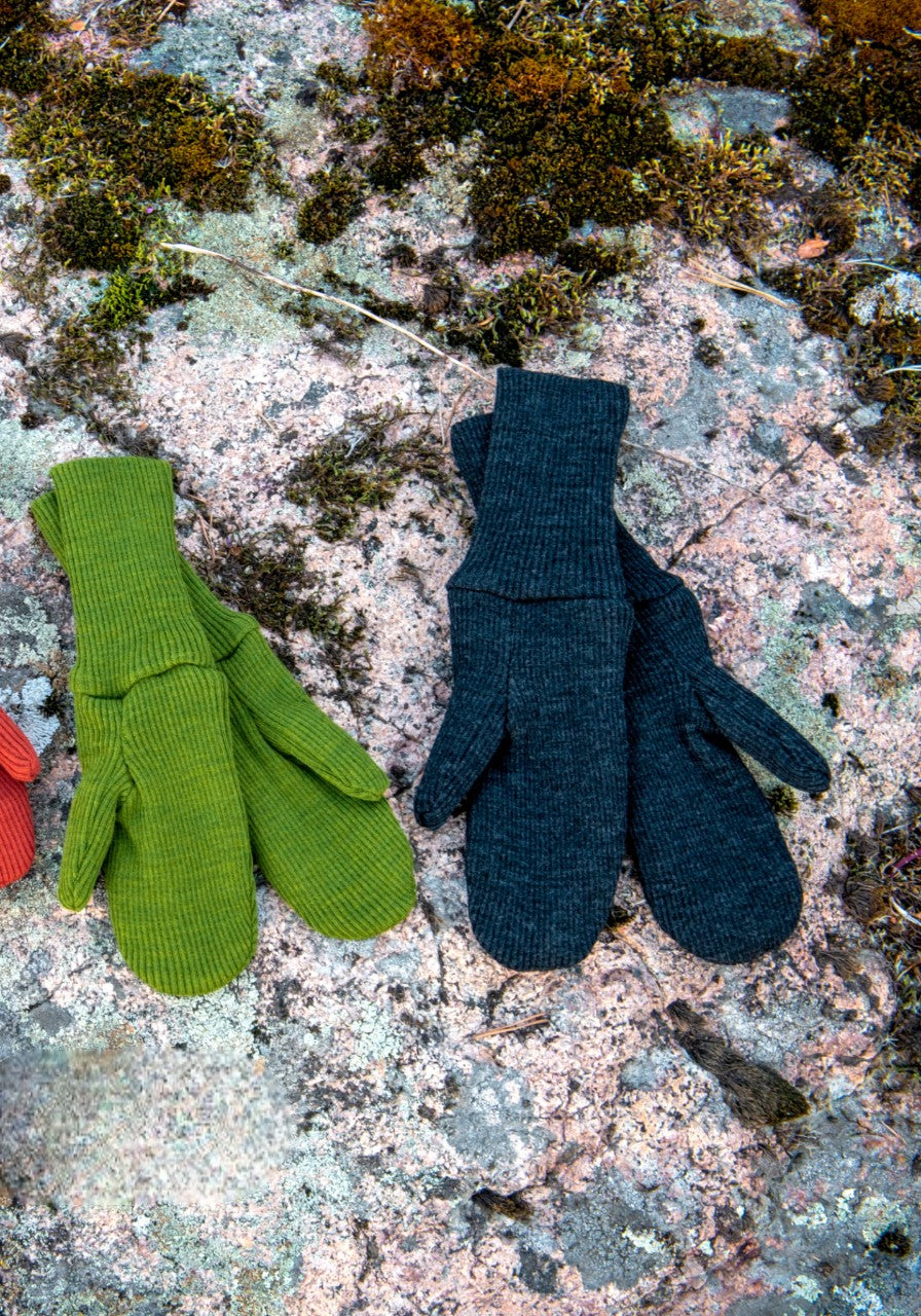 Mănuși dublate din lână merinos - Garden Moss Green