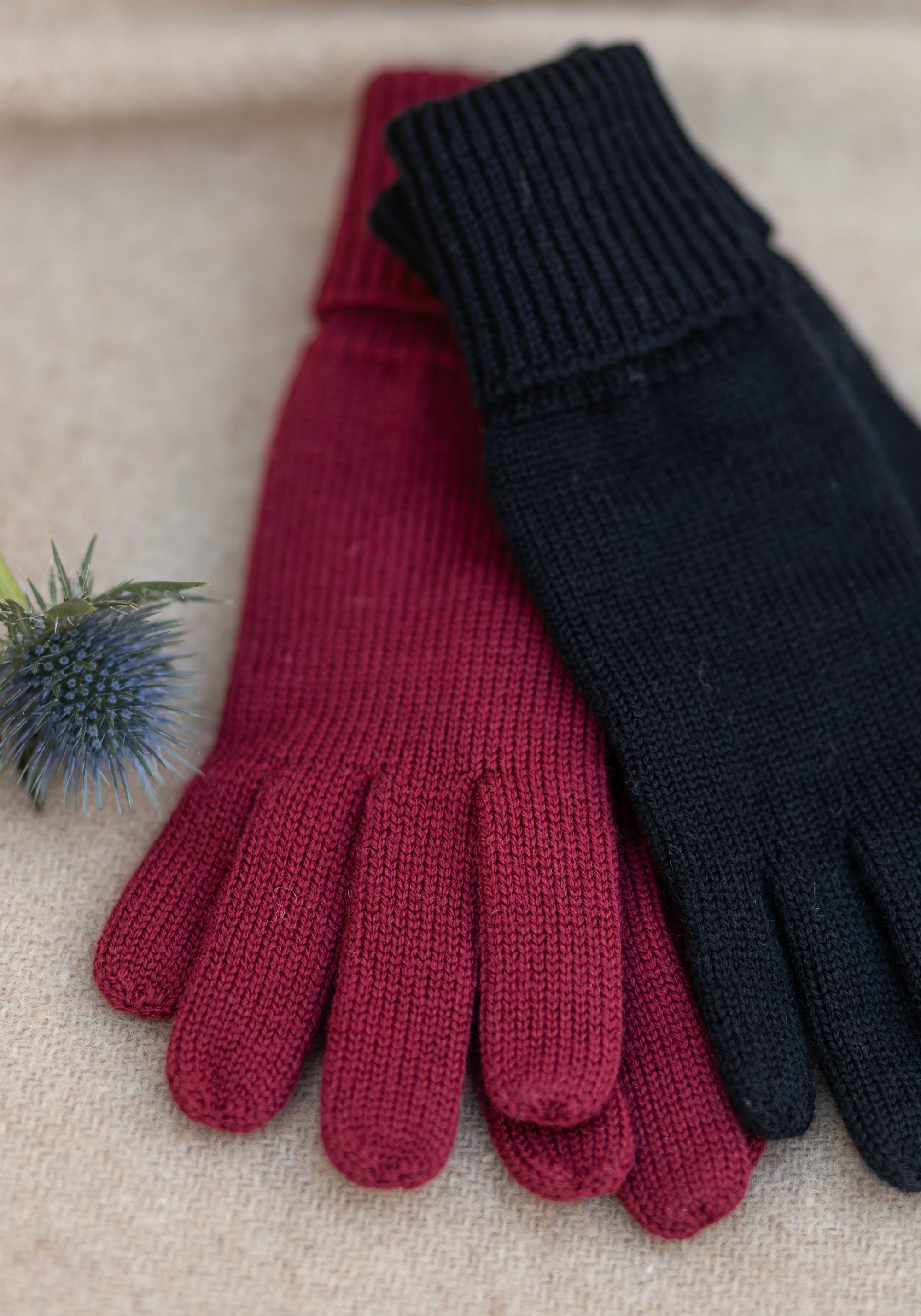 Mănuși femei din lână merinos - Black