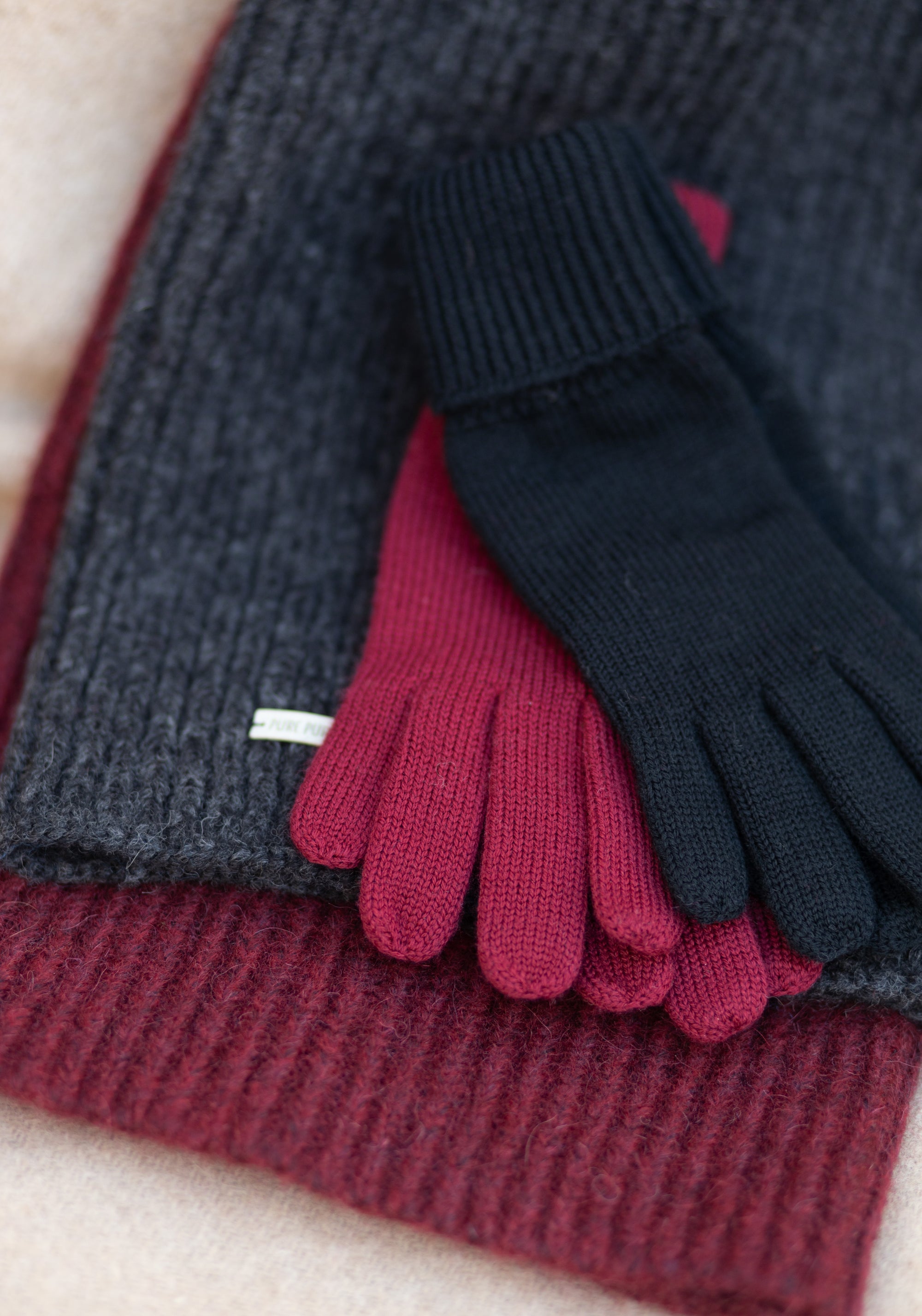 Mănuși femei din lână merinos - Black