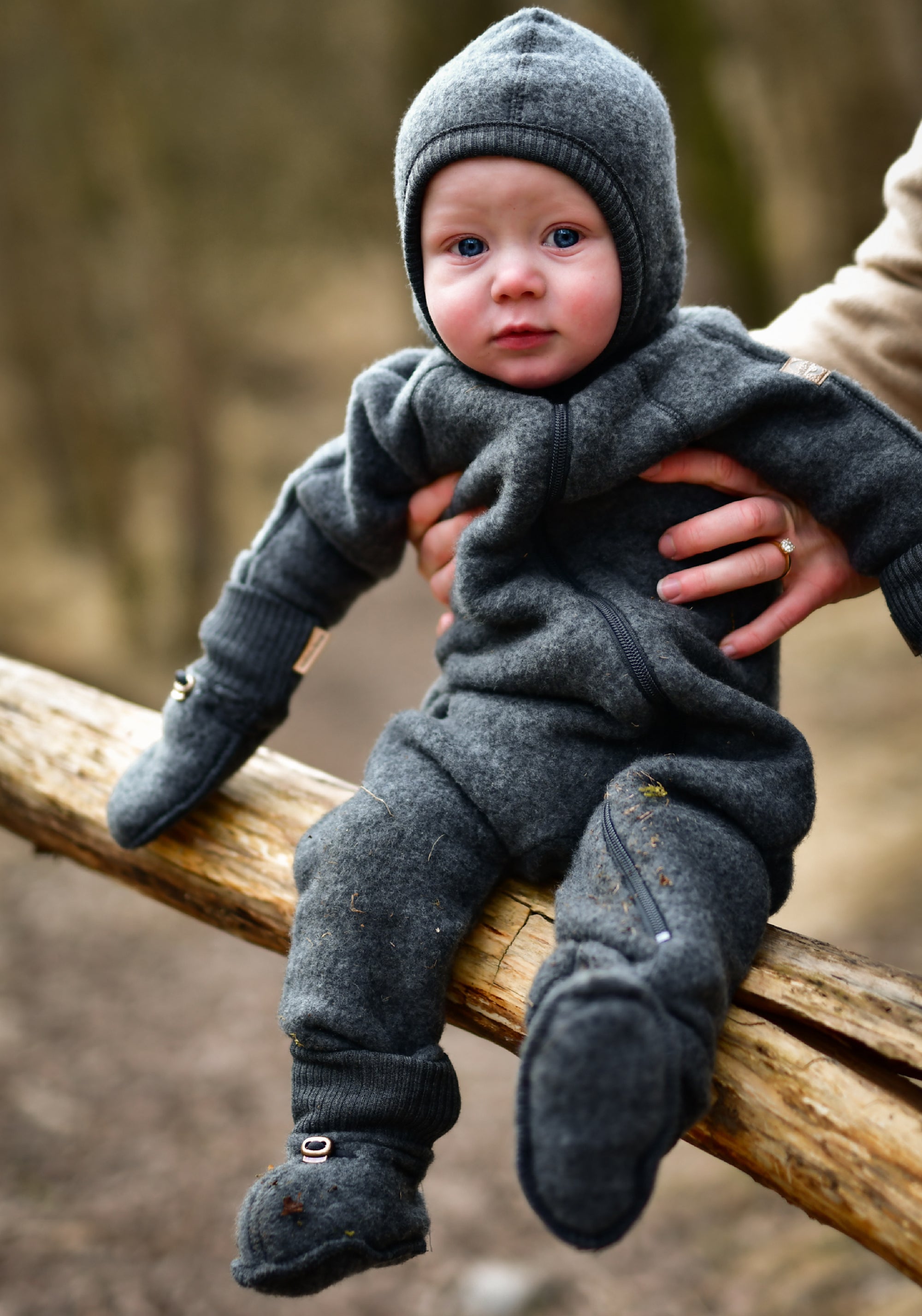 Mănuși fleece din lână merinos - Anthracite Melange