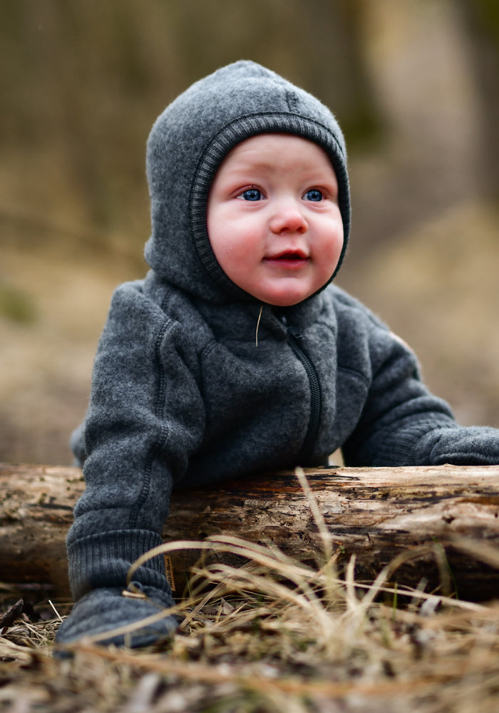 Cagulă fleece din lână merinos - Anthracite Melange