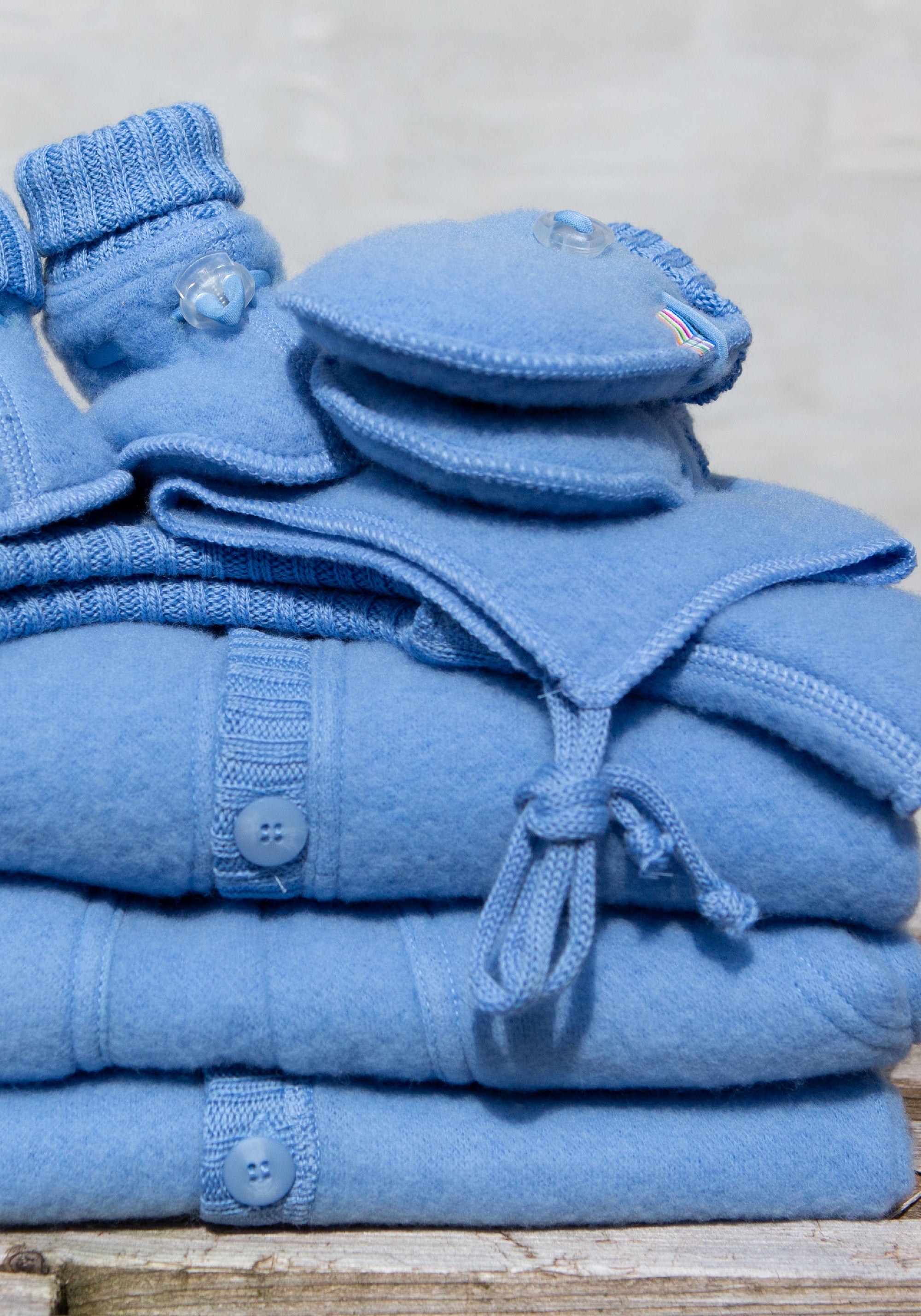 Mănuși fleece din lână merinos - Blue Allure