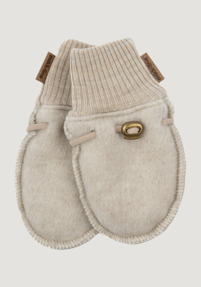 Mănuși fleece din lână merinos - Melange White
