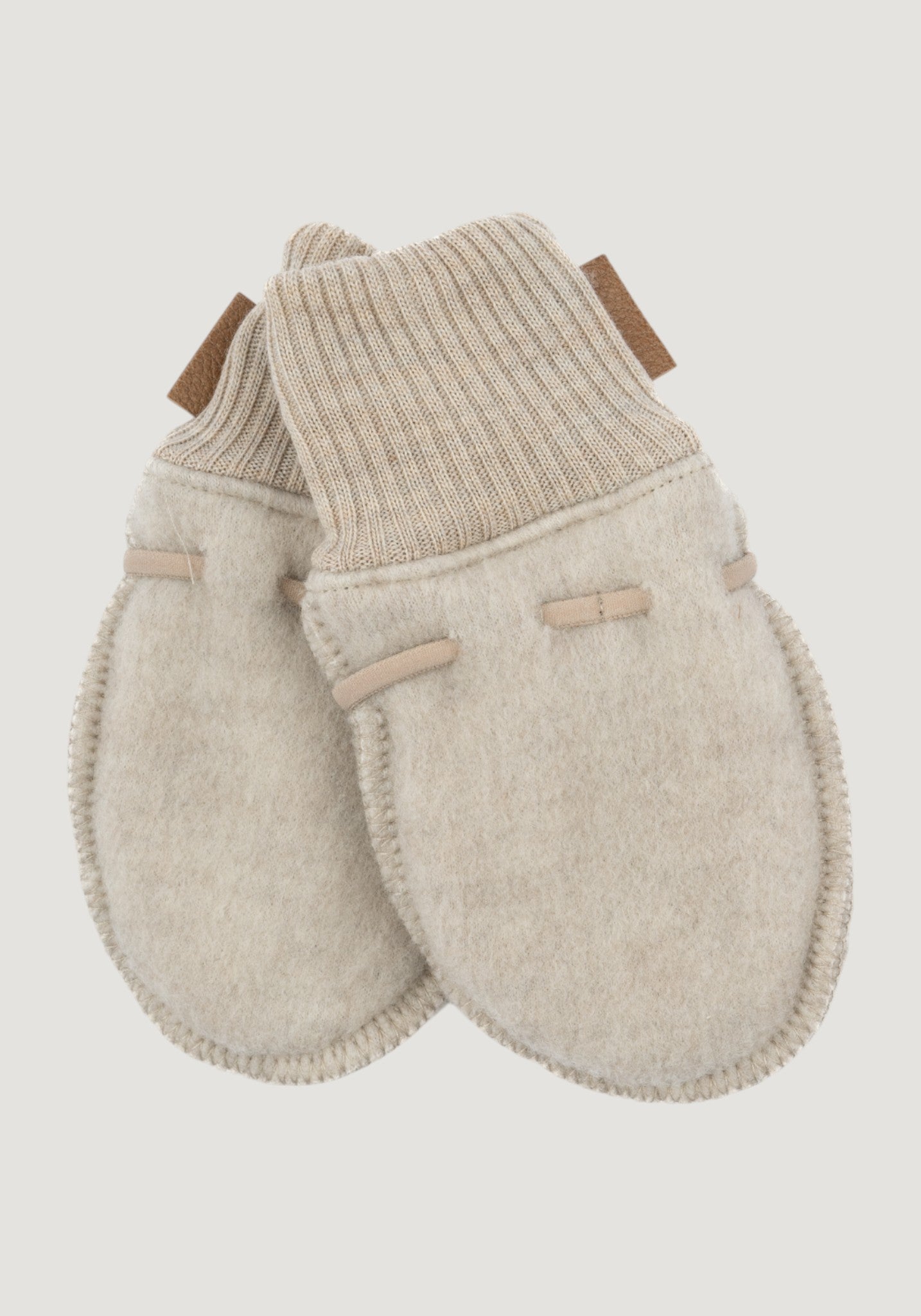 Mănuși fleece din lână merinos - Melange White