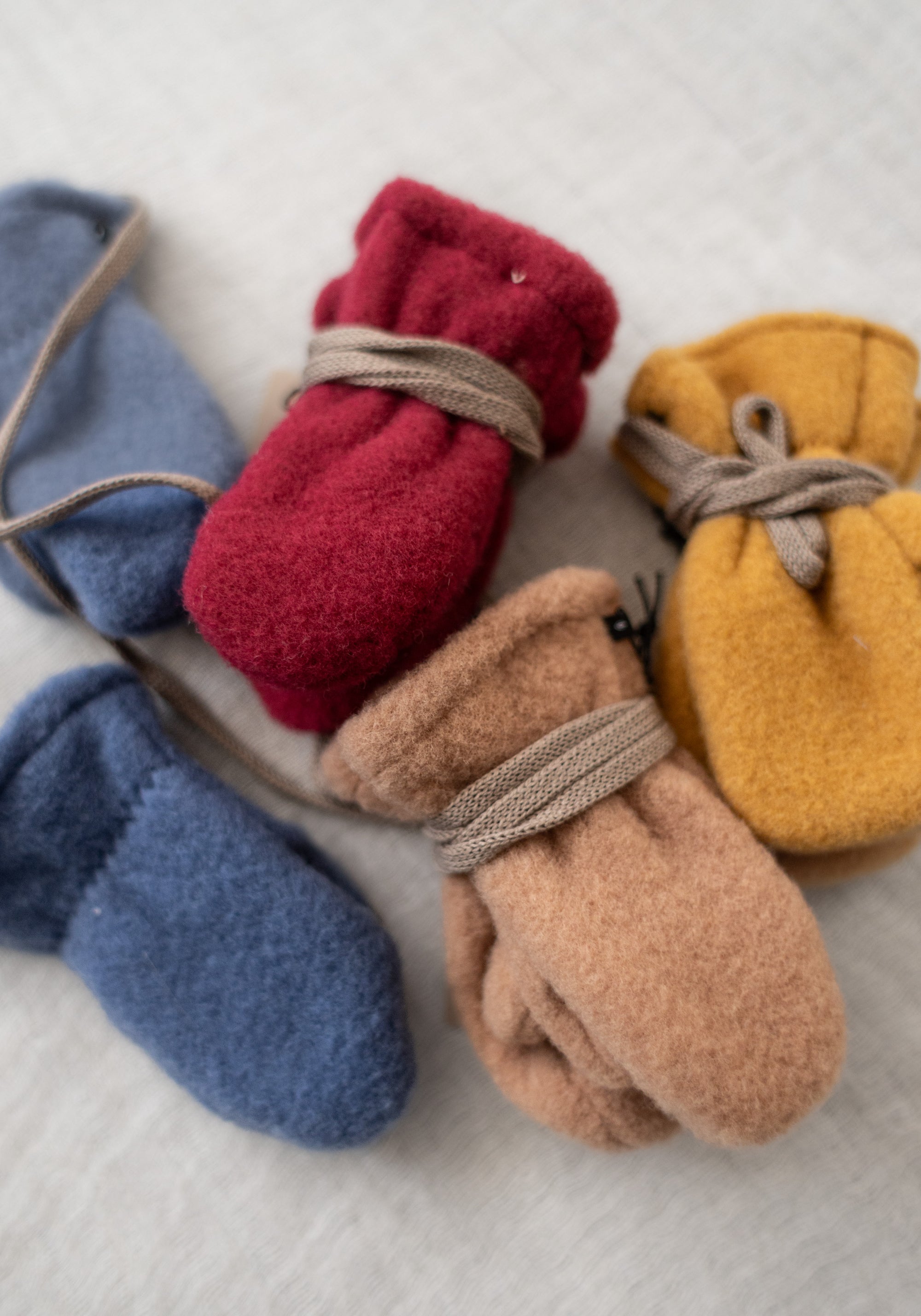 Mănuși fleece din lână merinos - Blue