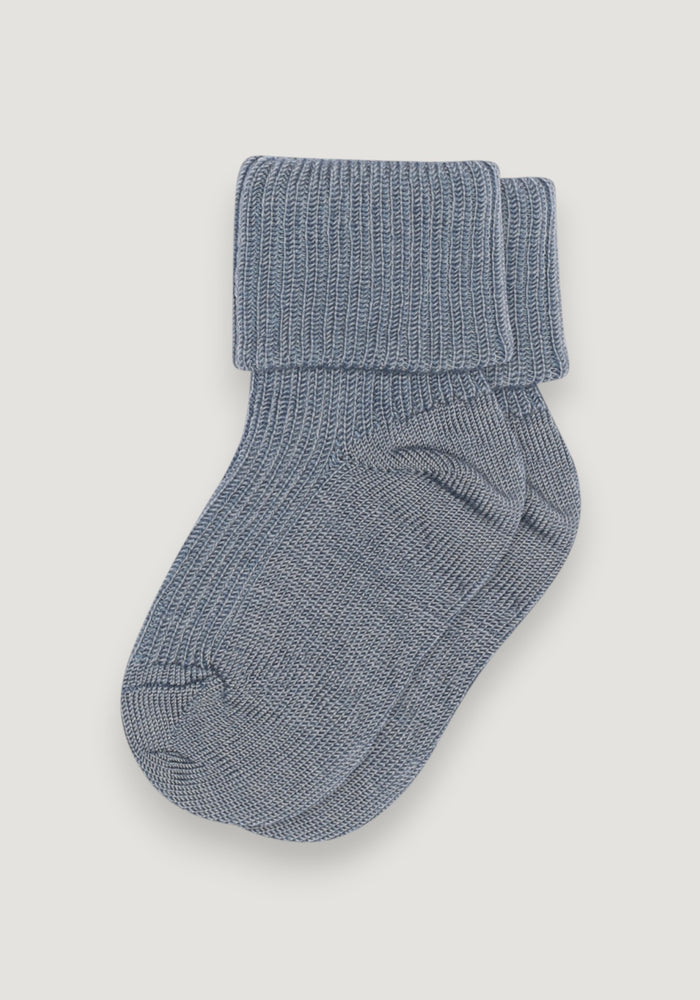Șosete extrafine Rib din lână merinos - Turn Down Stone Blue 15-16