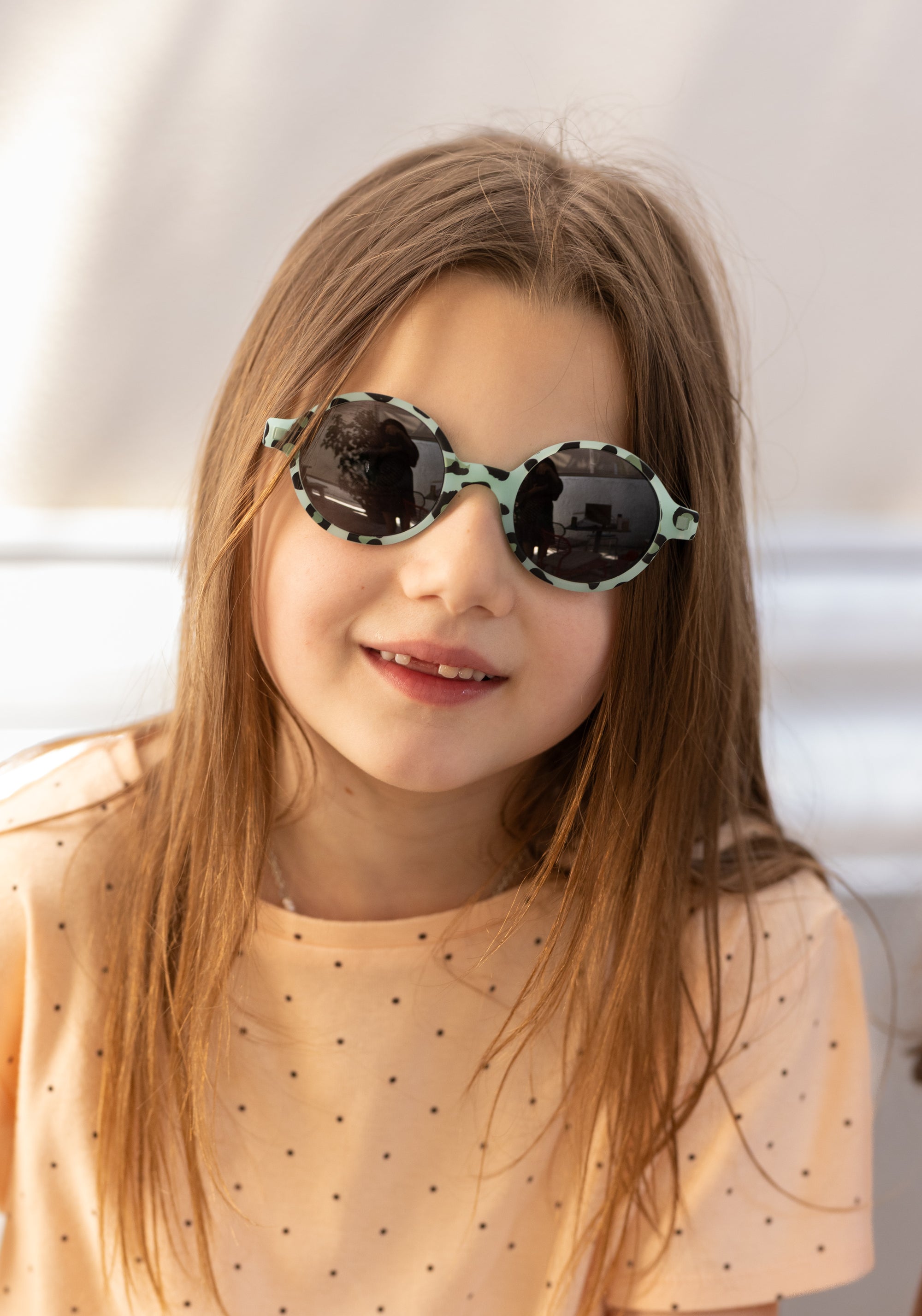Ochelari de soare polarizați 4-9 ani - Round Green Leo