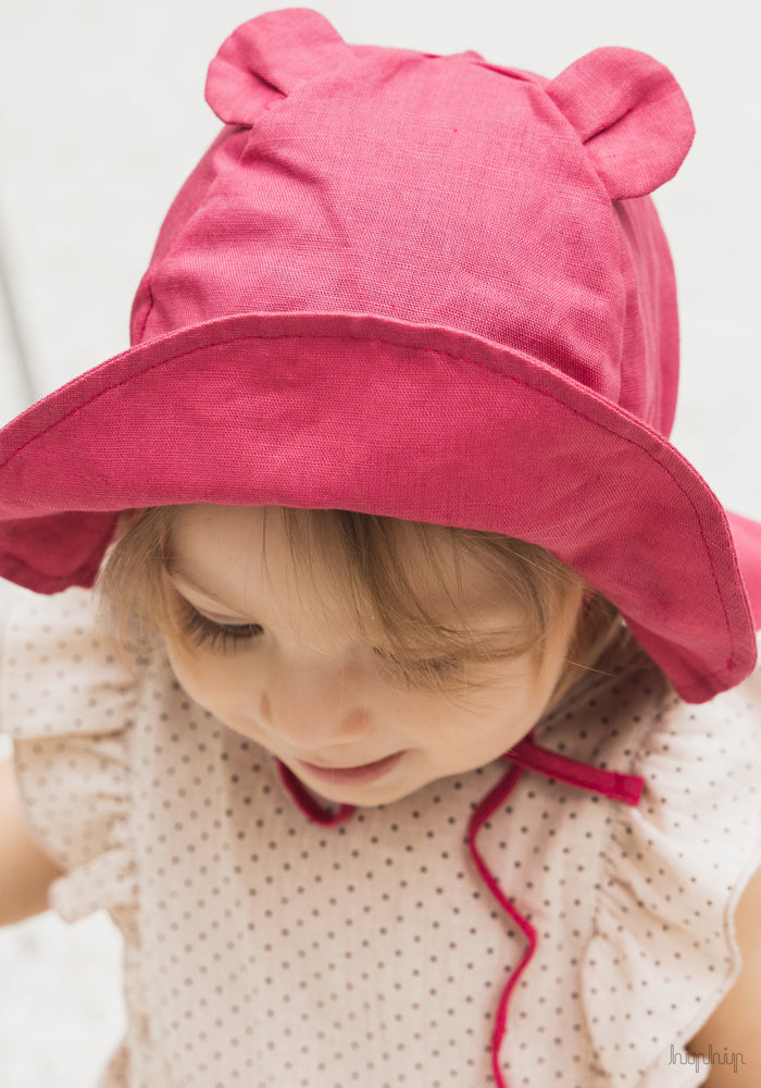 Pălărie ajustabilă Light din bumbac și in - Teddy Magenta