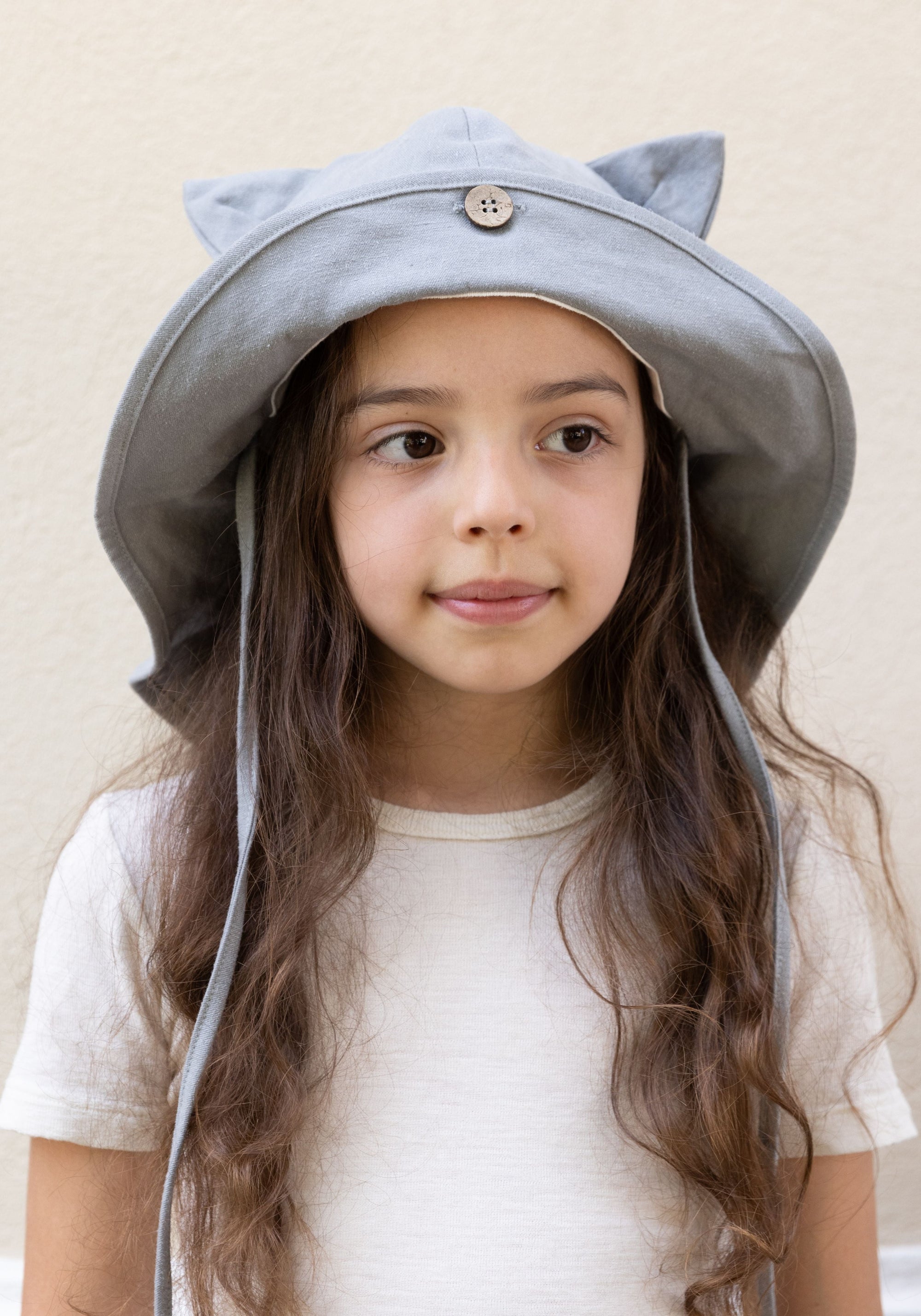 Pălărie ajustabilă din cânepă și bumbac - Kitty Rock Grey ManyMonths HipHip.ro