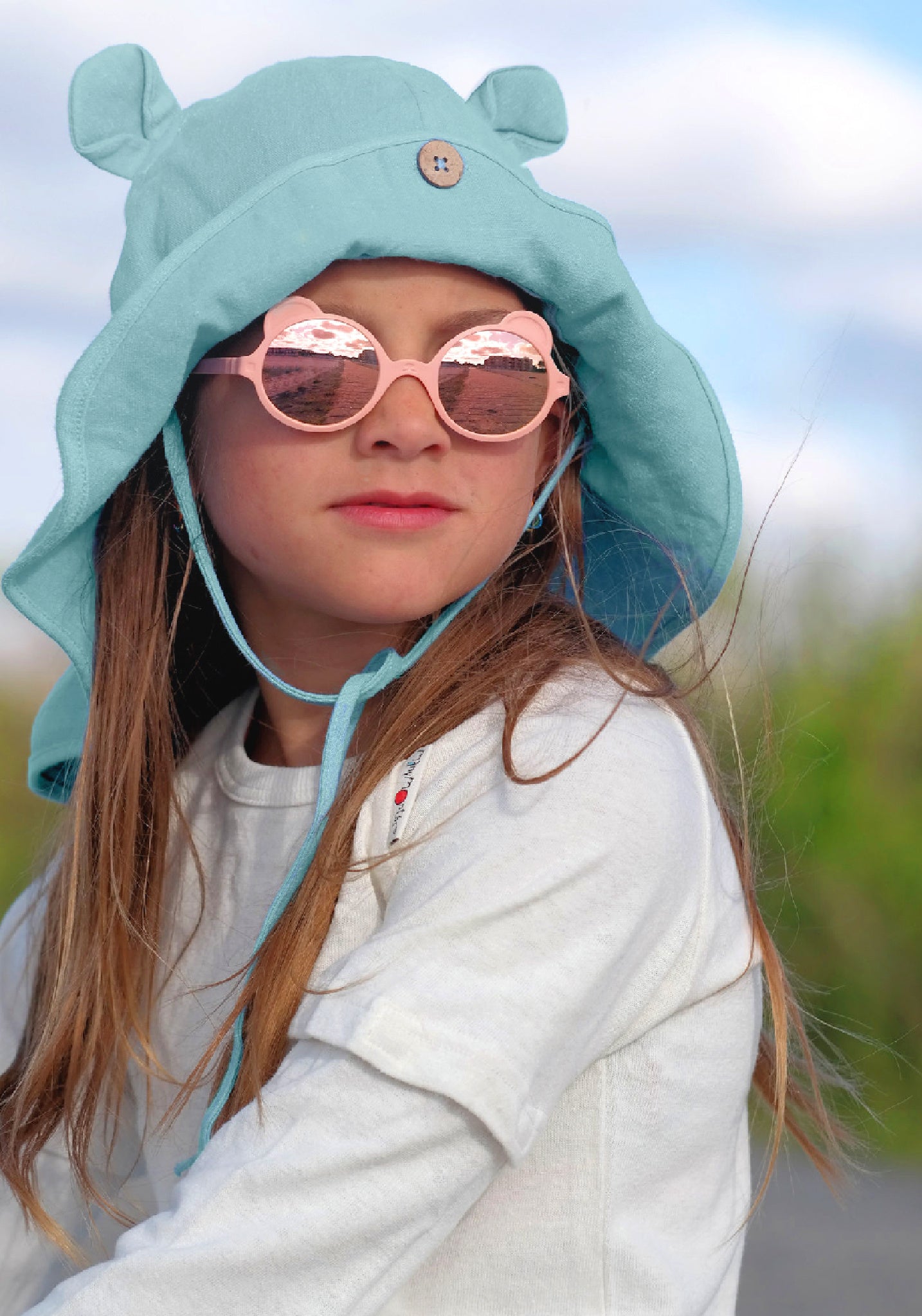 Pălărie ajustabilă Original din cânepă și bumbac - Teddy Bear Island Aqua