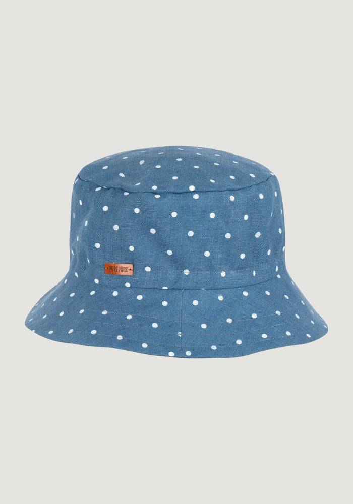 Pălărie bucket din in - Blue White Pure Pure HipHip.ro