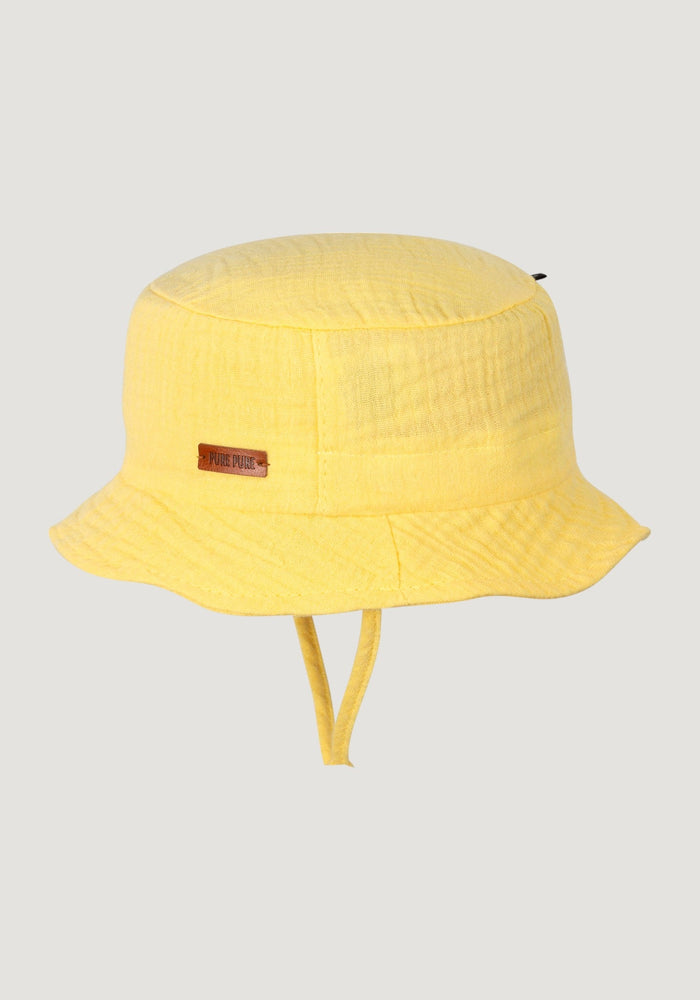 Pălărie bucket din muselină dublă de bumbac - Banana Cream Pure Pure HipHip.ro
