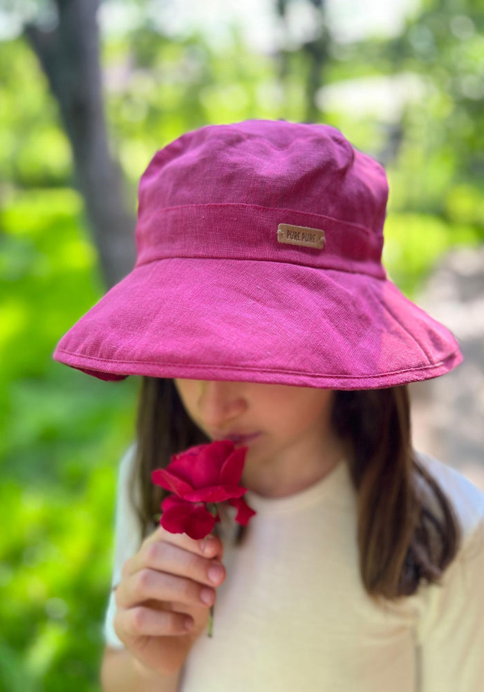 Pălărie din in - Magenta