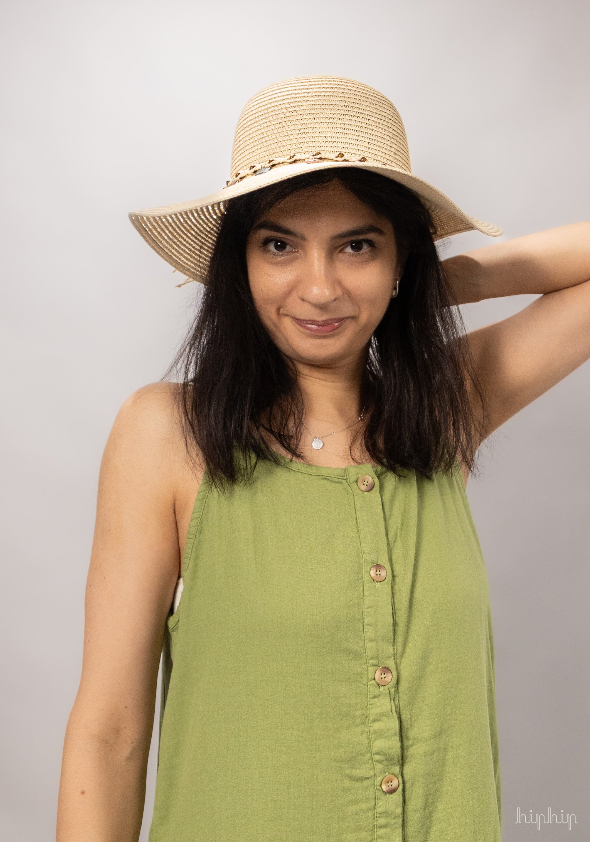 Rochie femei din muselină dublă de bumbac - Celosie Turtle Green