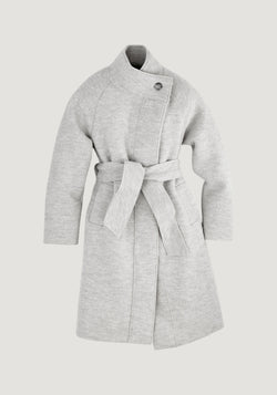 Palton femei din lână fiartă - Daria Button Light Grey