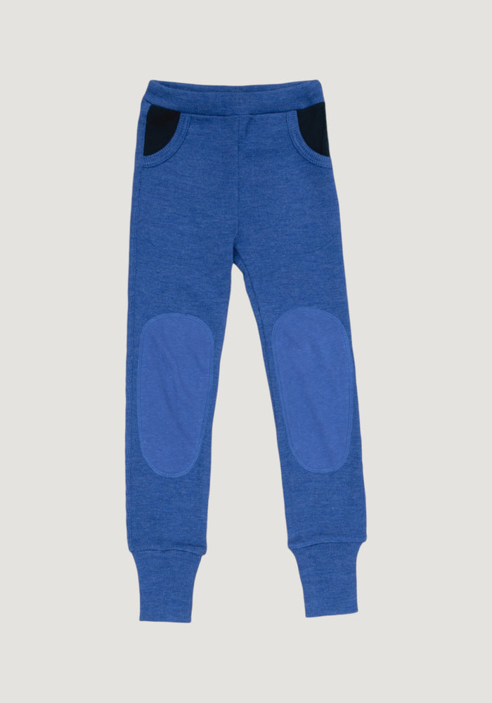 Pantaloni baggy din lână merinos - Joggers Twilight Blue