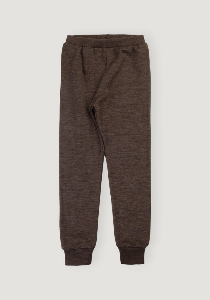 Pantaloni brushed din lână merinos - Brown Melange