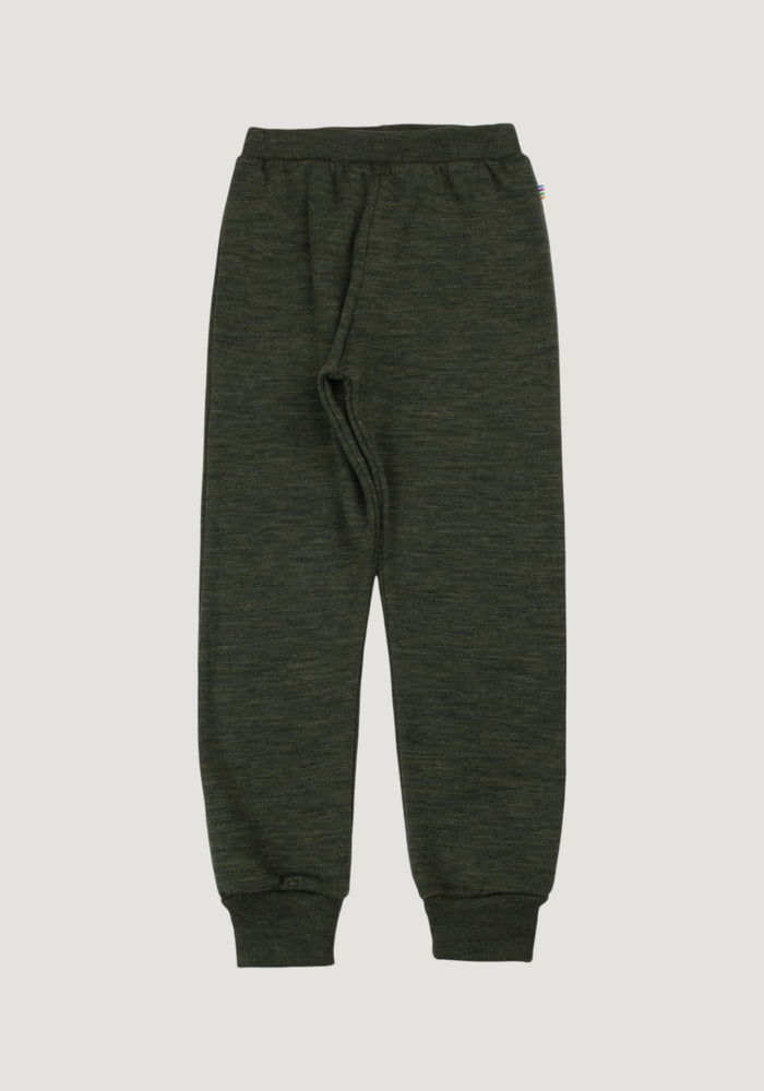 Pantaloni brushed din lână merinos - Moss Green