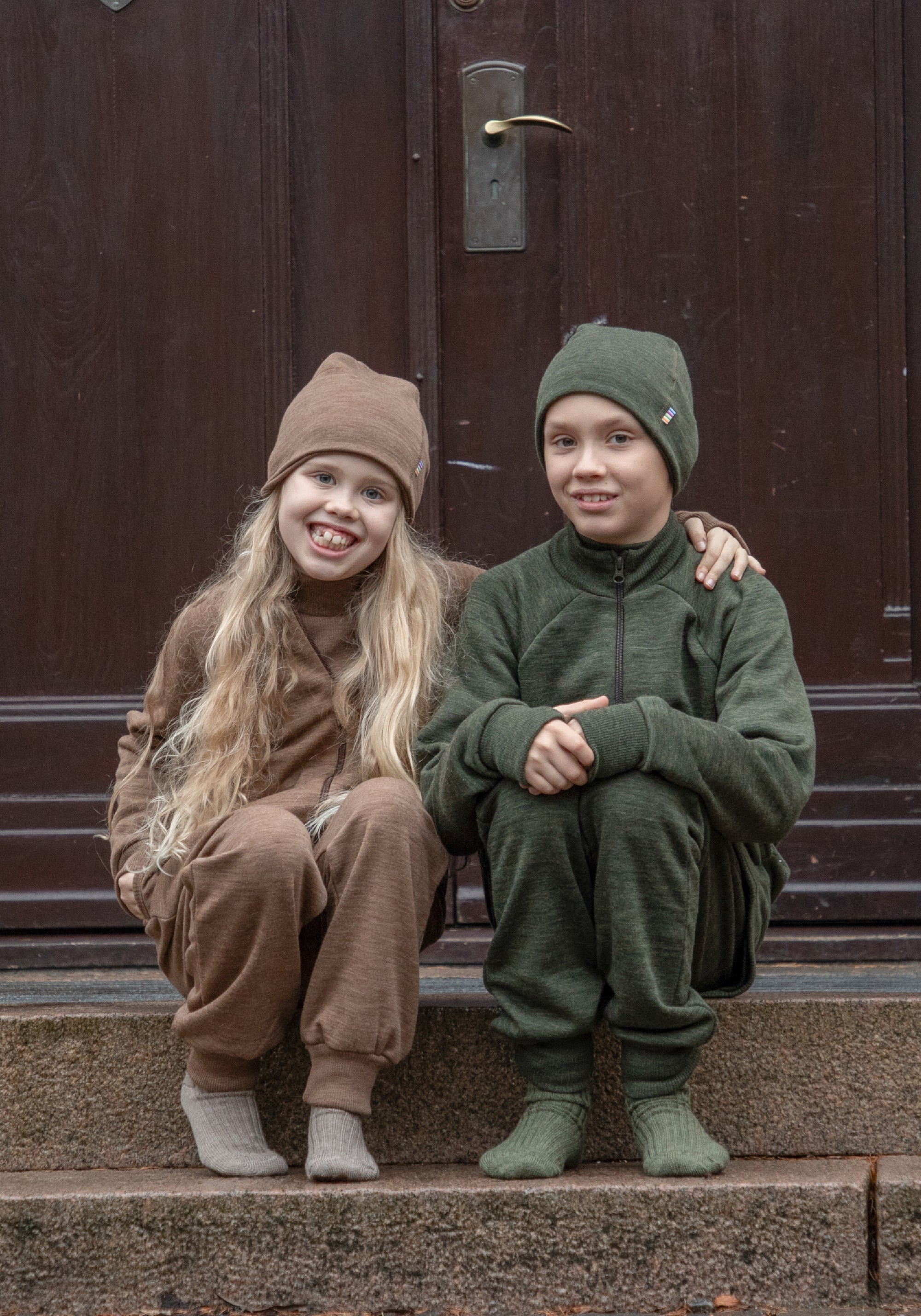 Cardigan brushed din lână merinos - Moss Green