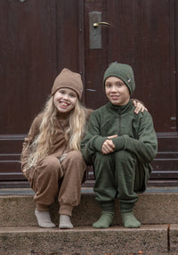 Cardigan brushed din lână merinos - Moss Green