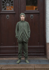 Cardigan brushed din lână merinos - Moss Green