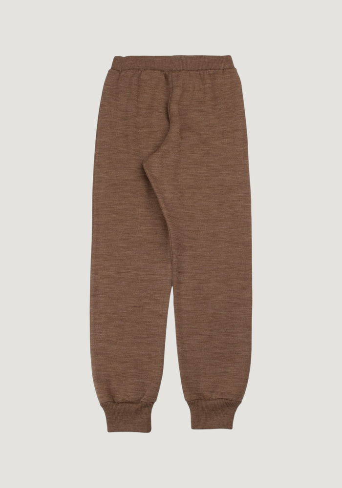 Pantaloni brushed din lână merinos - Warm Brown