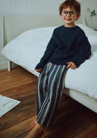 Pantaloni din canvas gros de bumbac - Pomelos Rayures Bleues