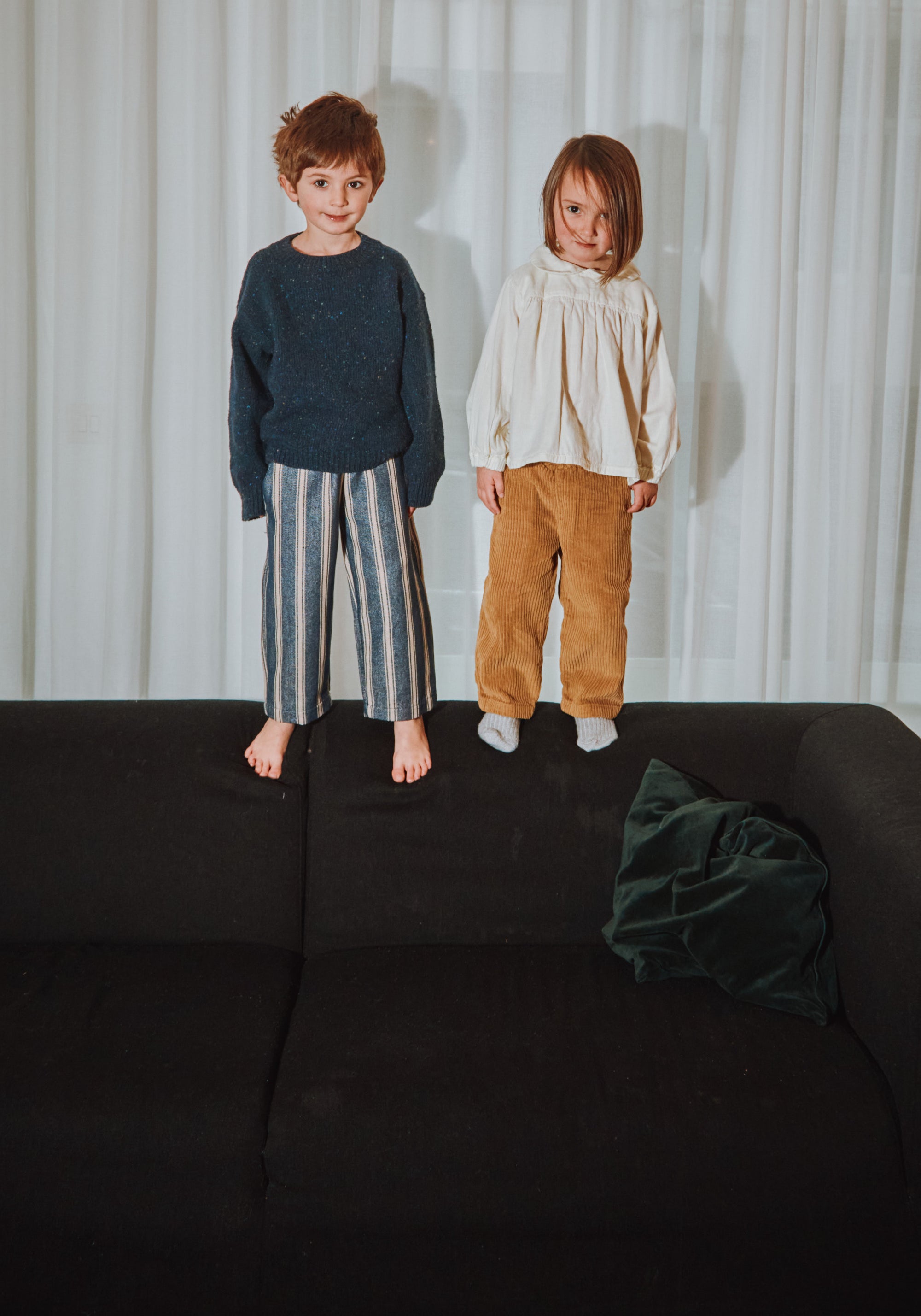 Pantaloni din canvas gros de bumbac - Pomelos Rayures Bleues