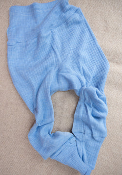 Pantaloni comozi seamless din lână, mătase și bumbac - Sky Blue