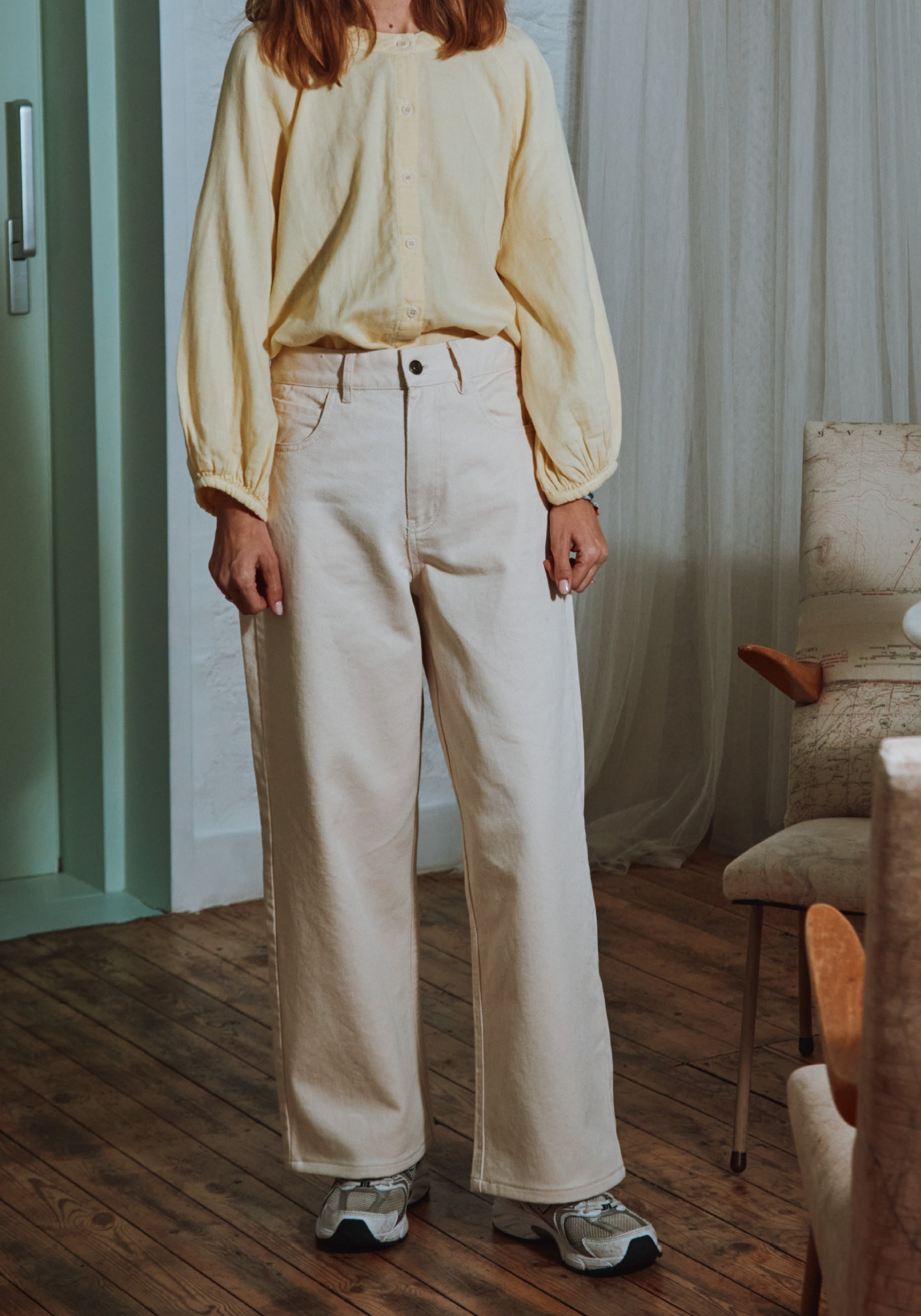 Blugi femei din bumbac - Bergenie Ankle Ecru