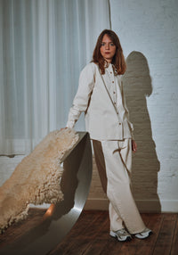 Blugi femei din bumbac - Bergenie Ankle Ecru