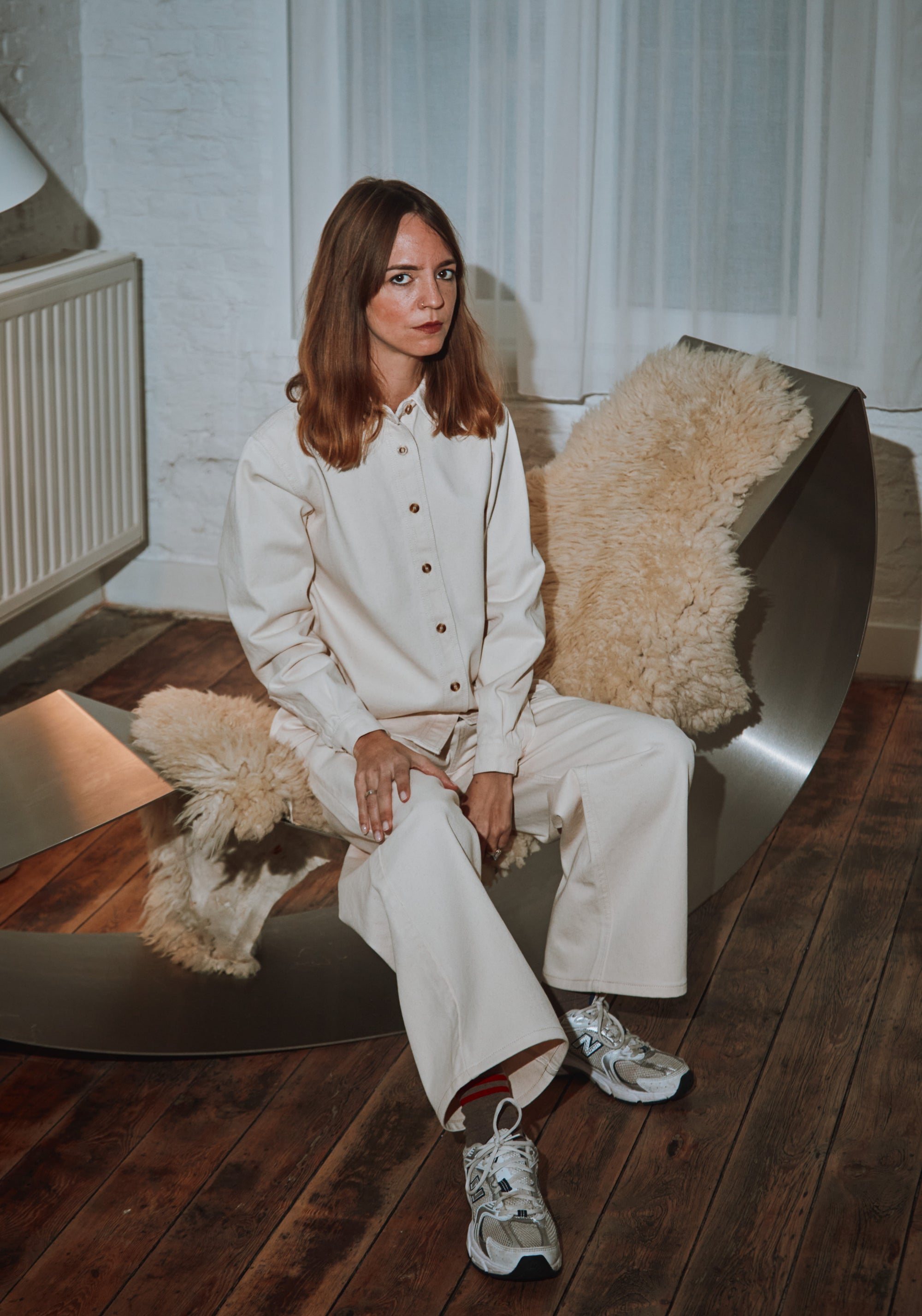 Blugi femei din bumbac - Bergenie Ankle Ecru