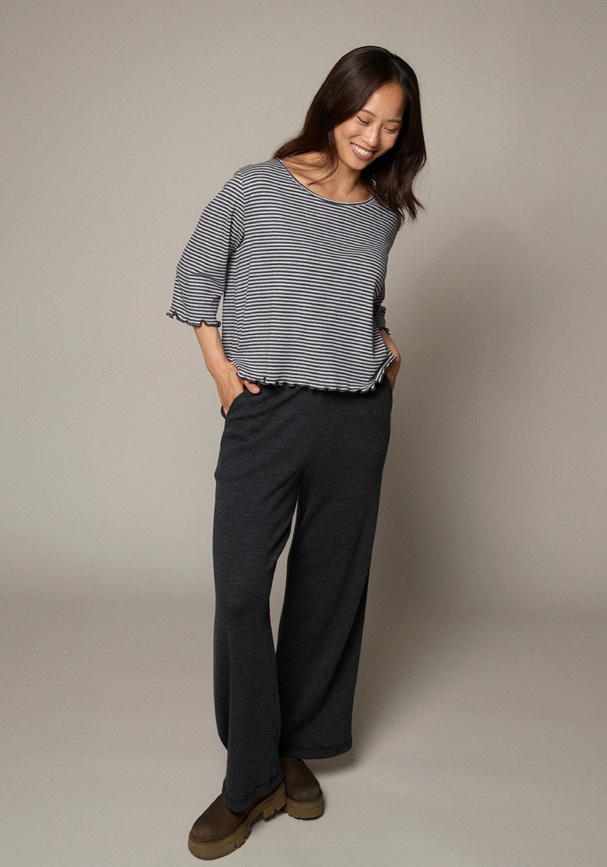 Pantaloni din lână merinos - Anthracite Melange