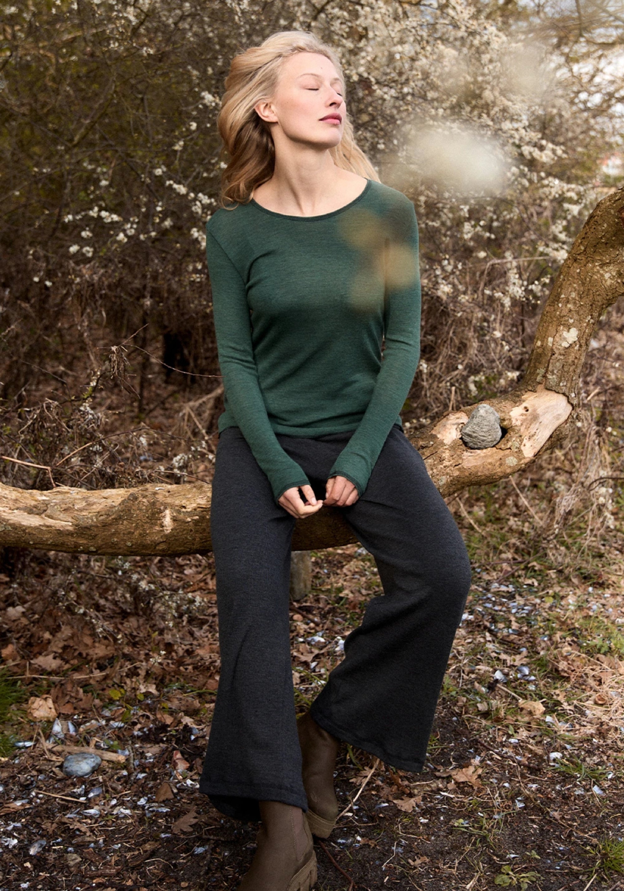 Pantaloni din lână merinos - Anthracite Melange