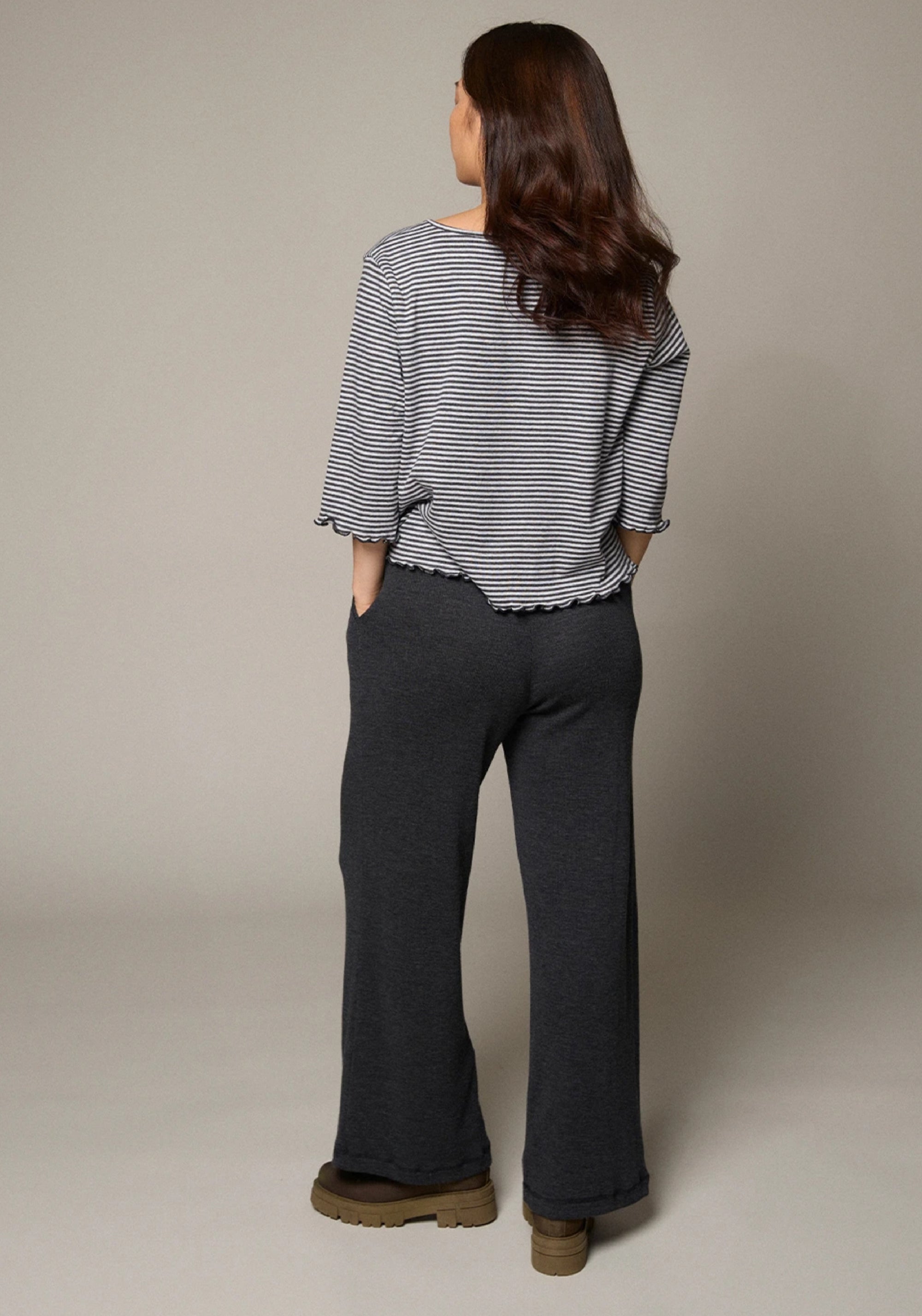 Pantaloni din lână merinos - Anthracite Melange