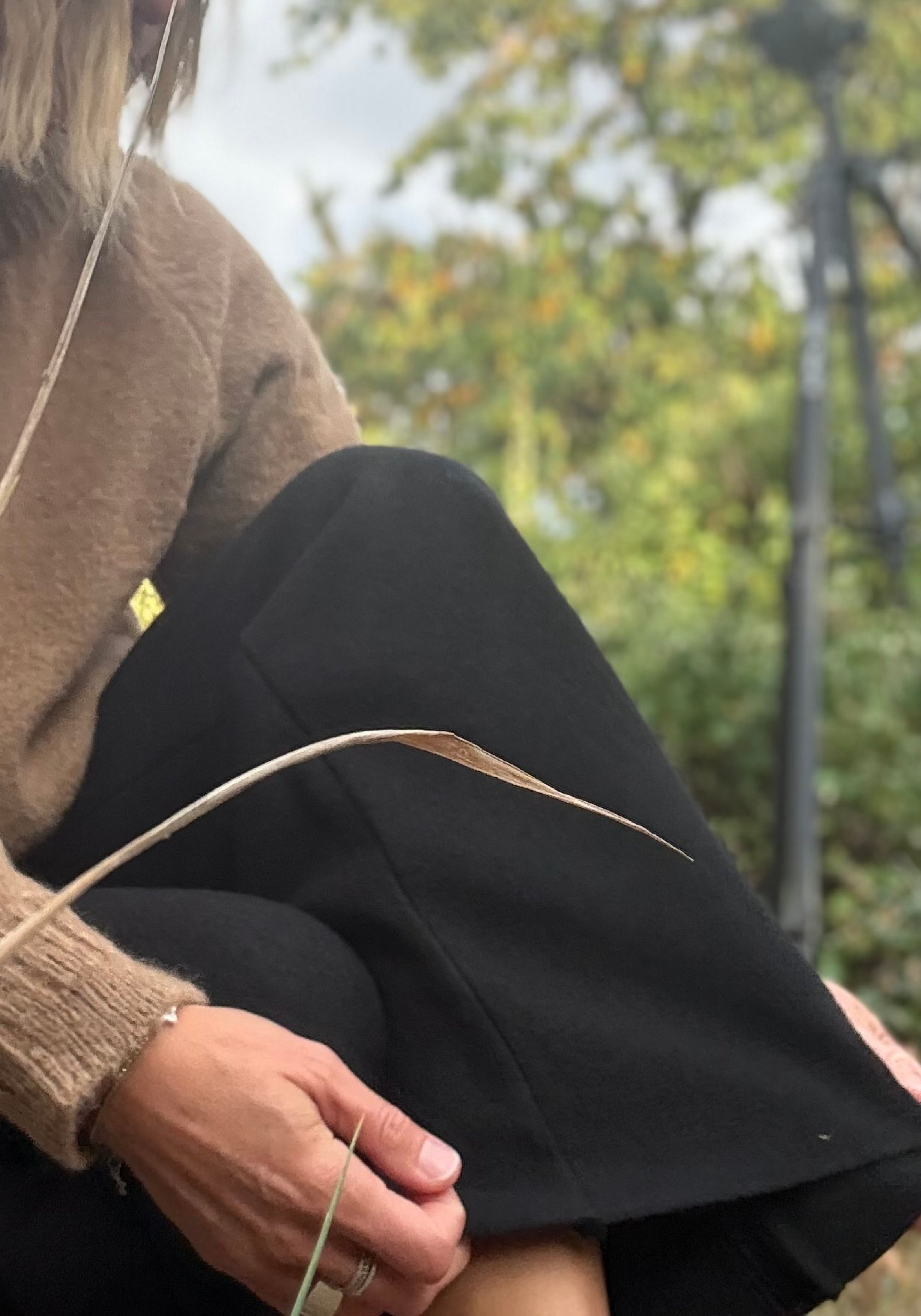 Pantaloni din lână merinos fiartă - Black