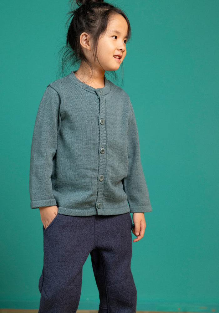 Pantaloni din lână merinos fiartă - Indigo