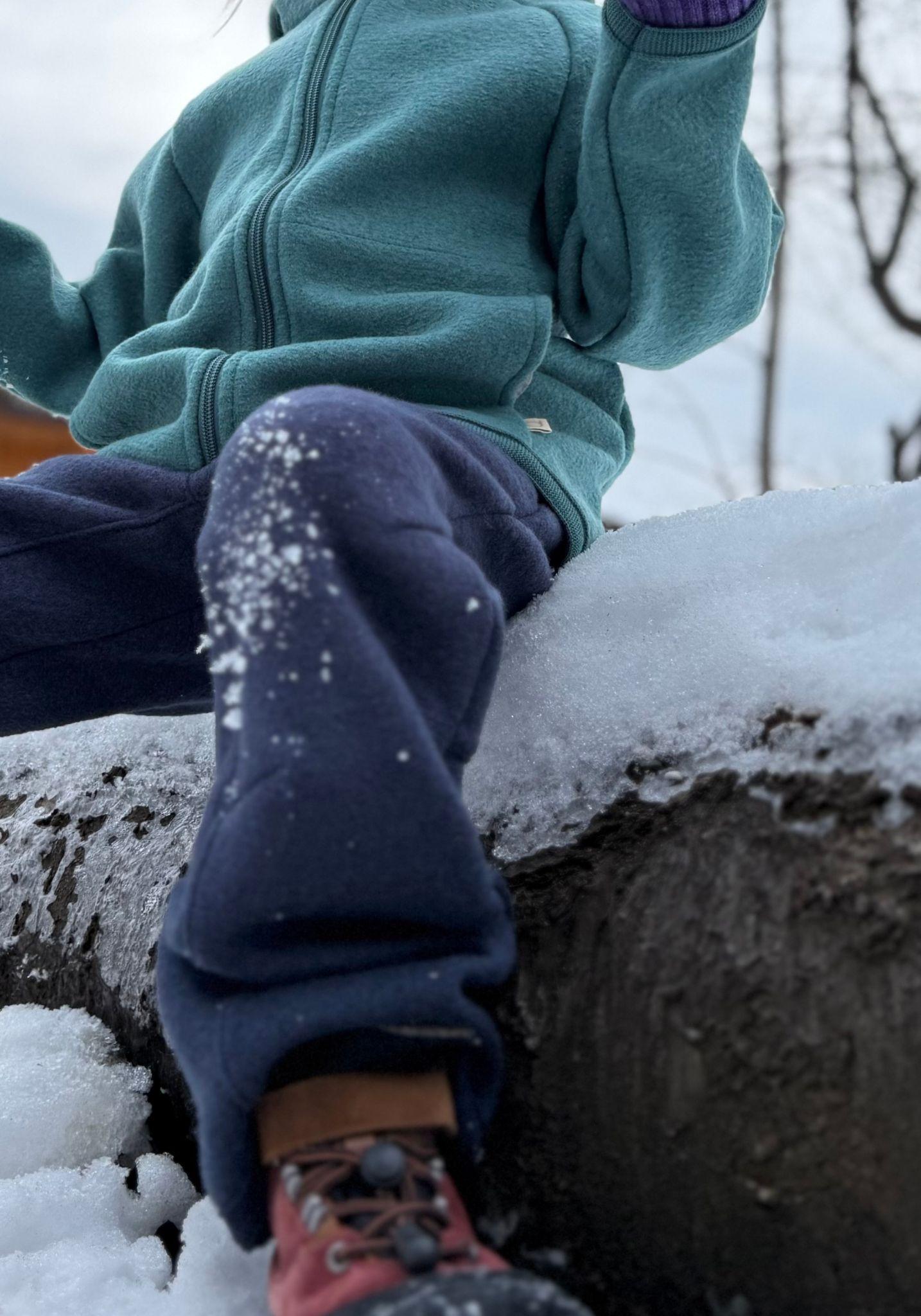 Pantaloni din lână merinos fiartă - Indigo