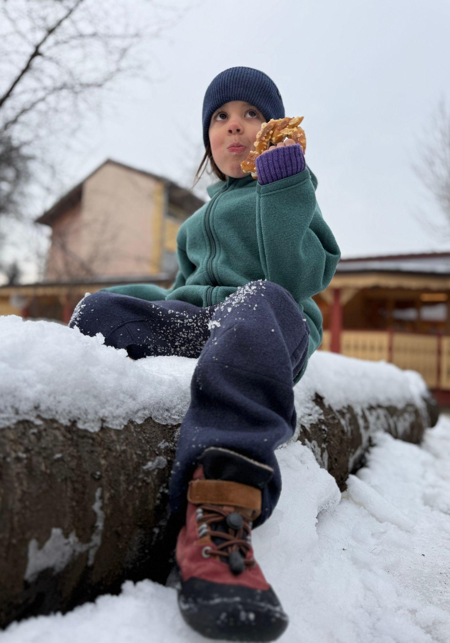 Pantaloni din lână merinos fiartă - Indigo