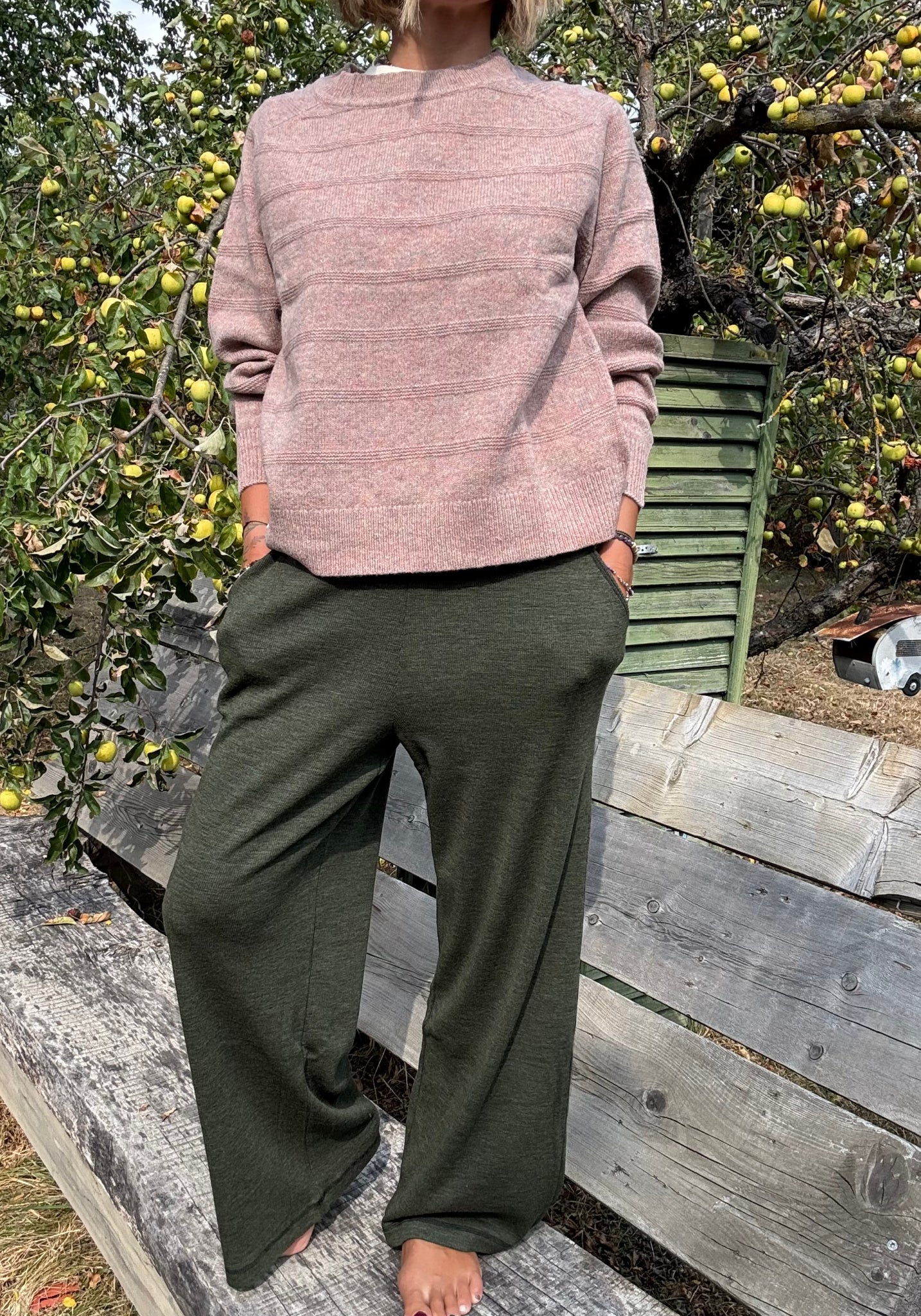 Pantaloni din lână merinos - Karla Pine Melange