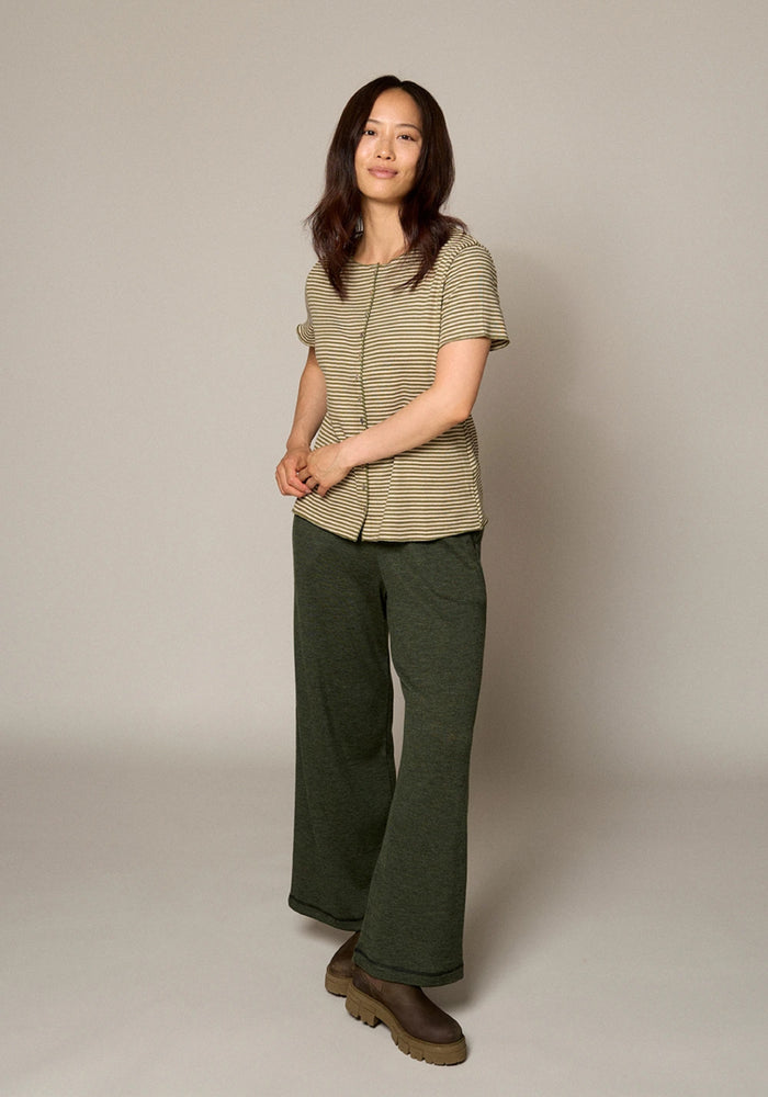 Pantaloni din lână merinos - Pine Melange