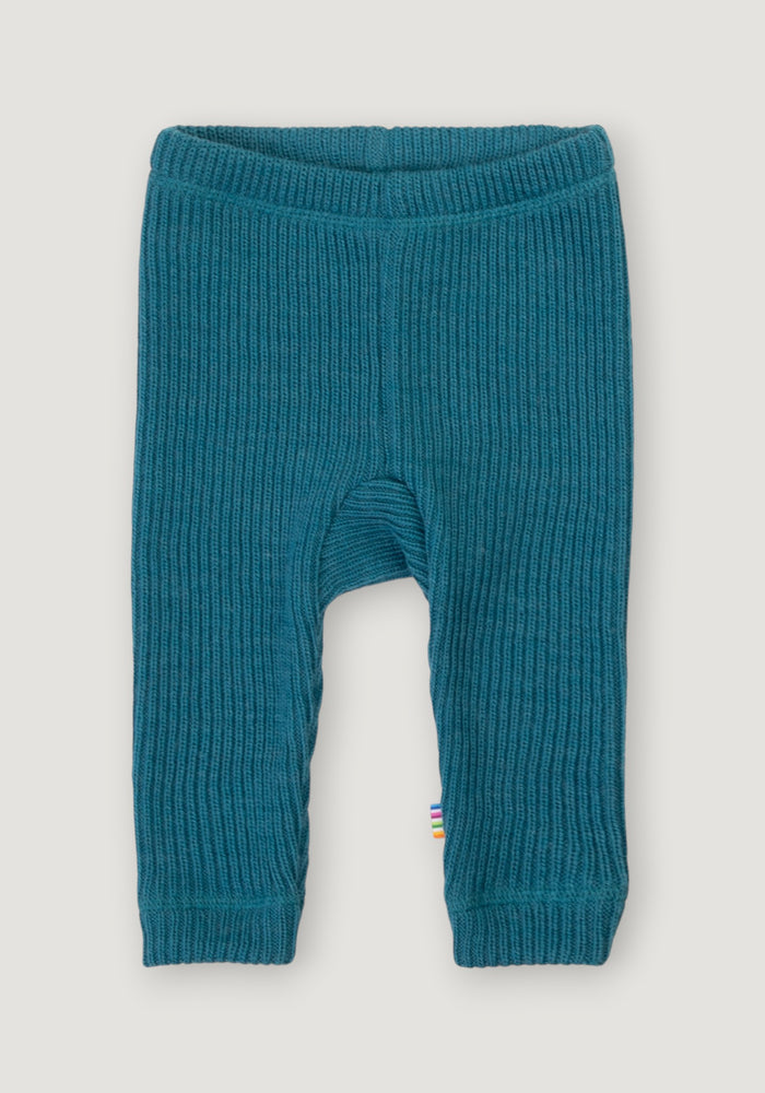 Pantaloni din lână merinos - Rib Turquoise