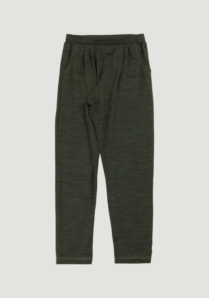 Pantaloni lână merinos - Single Wool Melange Moss Green